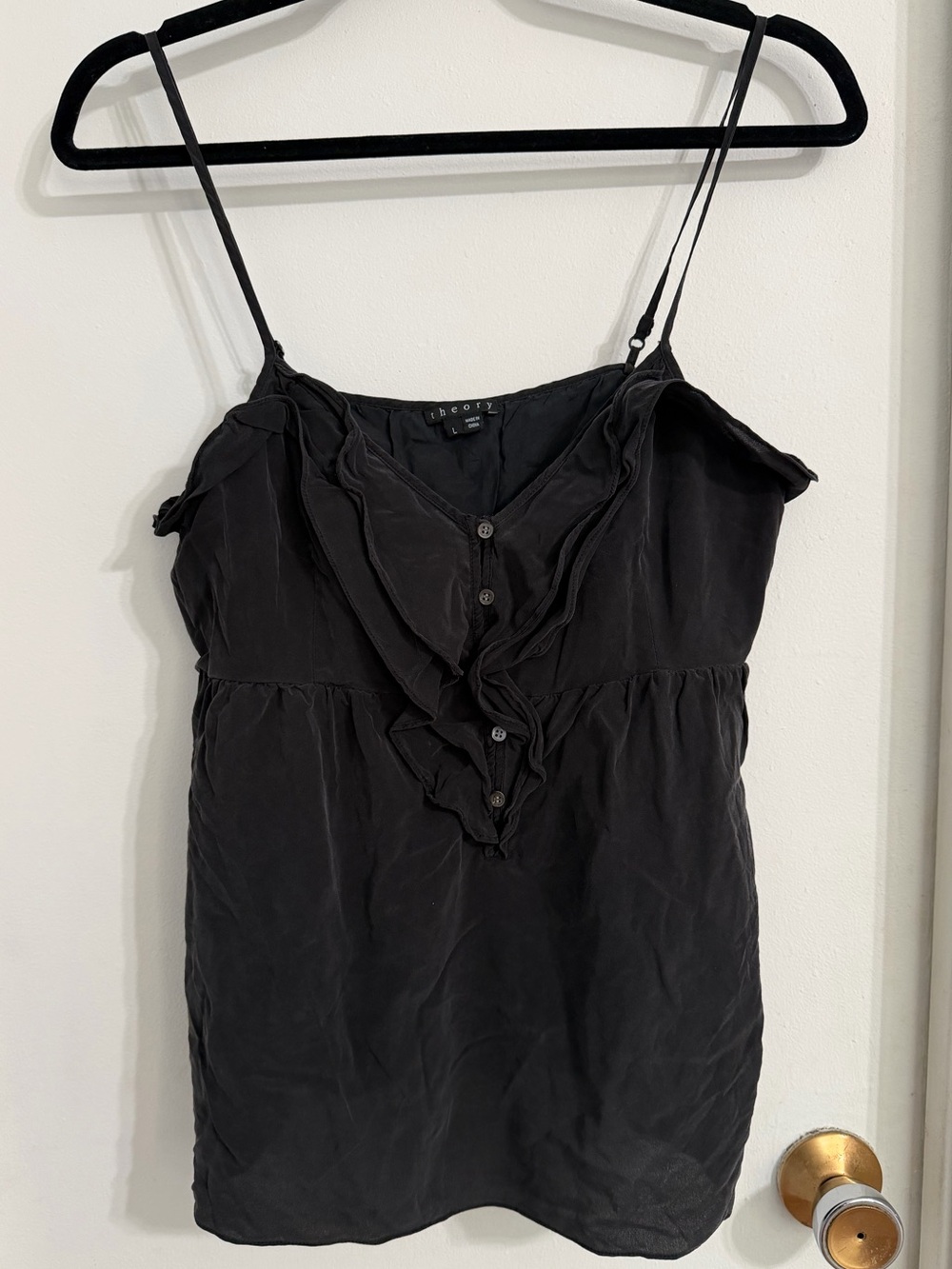 Theory Black Silk Strappy Top